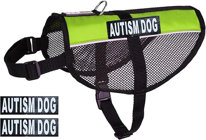 Autism Service Dog mesh Vest Harness Cool Comfort Nylon for Dogs Small Medium Large Purchase Comes with 2 Reflective Autism Removable Patches. Please Measure Your Dog Before Ordering