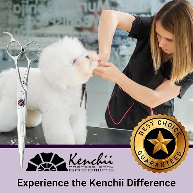 Kenchii Scorpion Dog Grooming Scissors, 8 Inch Straight Shears, Dog Scissors for Grooming, Professional Pet Grooming Scissors, Heavy Duty, Durable and Sharp