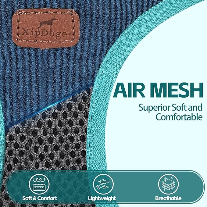 Dog Harness with Multifunction Dog Leash,No Pull Reflective Step-in Harness for Soft Adjustable No Choke Escape Proof,Easy Walk Dog Harness for Puppy,Small Dogs (Blue&Green, XXS)