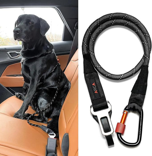 Dog Seat Belt for Car | Universal Dog Car Seatbelt | Durable Reflective Dog Seatbelt with Clip Hook Latch, Buckle and Alloy Carabiner- Safe and Secure Pet Safety Restraint for Dog