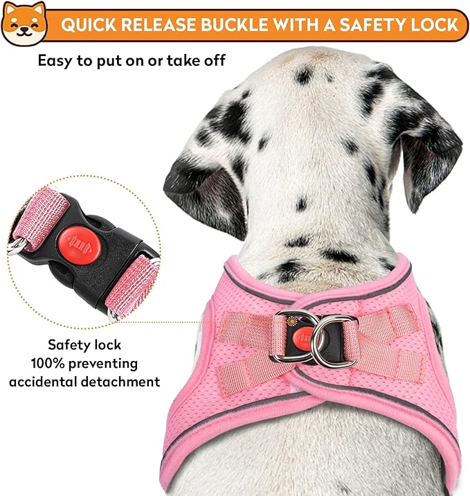 Dog Harness with Leash Set, No-Pull Step-in Reflective Pet Harness with 1 Leash Clips, Adjustable Soft Padded Easy Walk Dog Vest for Small Medium Large Dogs, Cats(Light Pink, XXSmall)