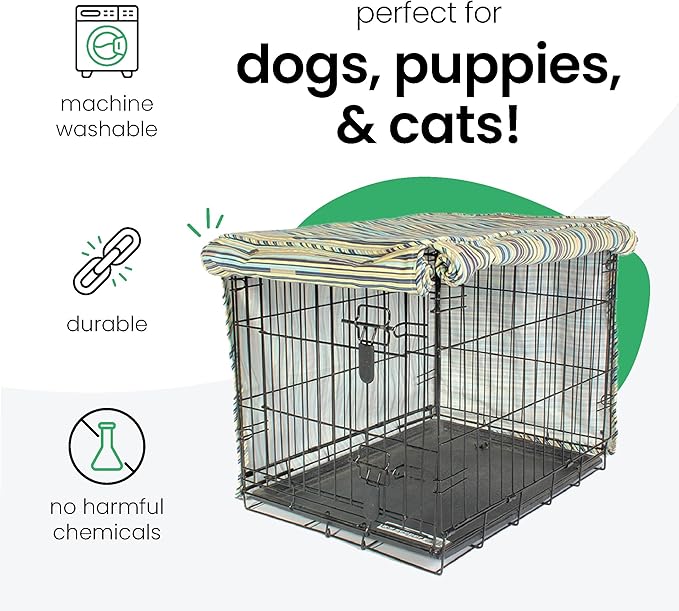 Molly Mutt I Don't Like Mondays Dog Crate Cover, 100% Cotton Canvas Cover with 2 Roll-Up Panels, Ideal for Dog or Cat Crate, Durable, Washable, and Free of Harmful Chemicals, 24" x 18" x 21"