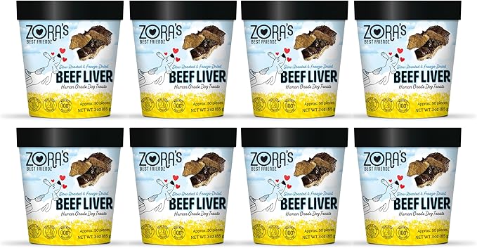 Zora's Best Friendz 100% Human Grade Freeze Dried Beef Liver Dog Treats, 3 oz. - Small, Medium & Large Dogs, Healthy, Grain-Free, Gluten-Free, No Preservatives, Made in The USA (8 Pack, Beef Liver)