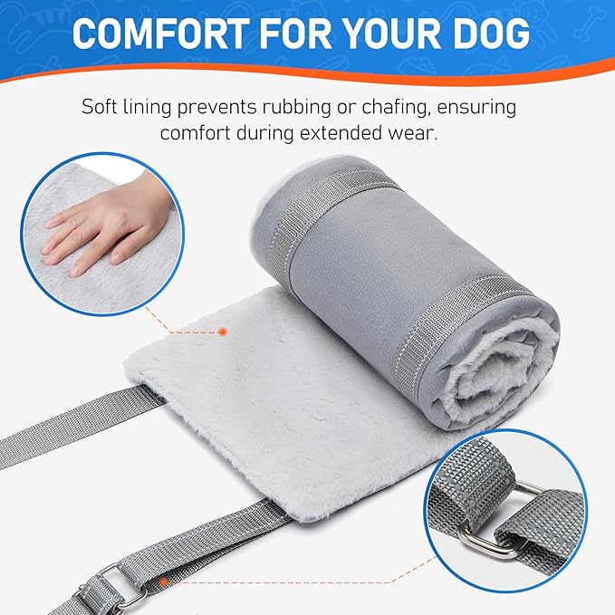 Dog Lift Harness for Medium Dogs, Adjustable Dog Sling for Back Legs, Hip Support Harness to Help Lift Dogs Rear for Canine Aid and Old K9 Cruciate Ligament Rehabilitation - Medium, Grey
