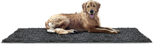 Furhaven 60" x 30" Highly Absorbent Runner Door Mat for Muddy Paws, 100% Washable, Perfect for Entryway, Kitchen, & Bathroom Use - Chenille Shammy Rug - Charcoal (Gray), Runner/XXL