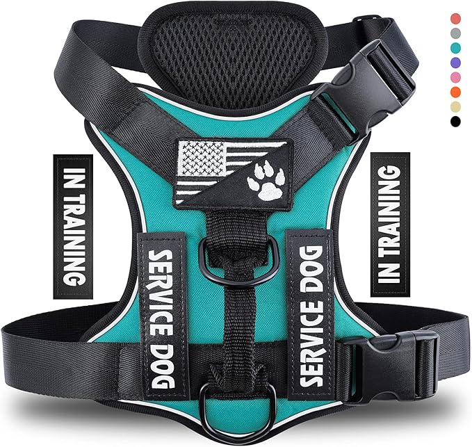 Demigreat Service Dog Harness, Reflective Dog Vest Harness with 5 PCS Patches, Adjustable Soft Oxford Pet Harness, Inner Layer Mesh, Easy to Control for Dogs