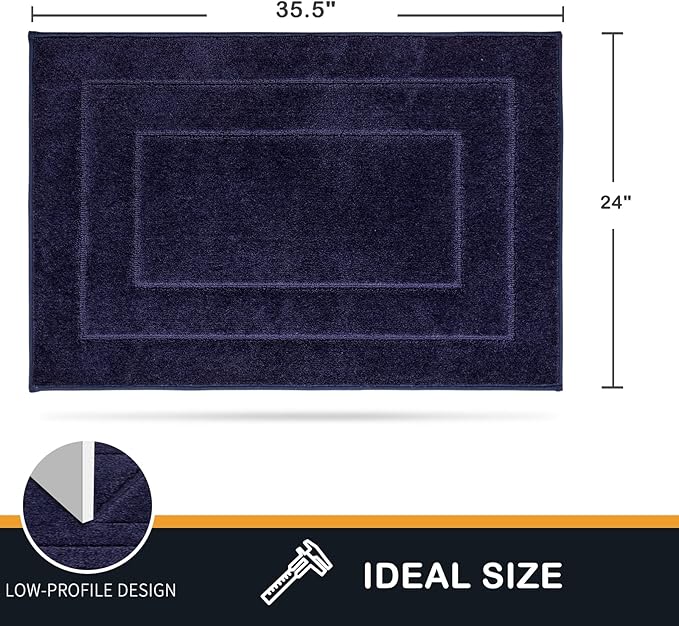 PURRUGS Dirt Trapper Door Mat 24" x 36", Non-Slip/Skid Machine Washable Entryway Rug, Dog Door Mat, Super Absorbent Welcome Mat for Muddy Wet Shoes and Paws, Navy Blue