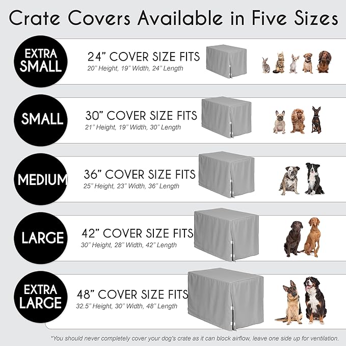 Sweet Jojo Designs Cartoon Puppy Print Dog Crate Cover – Kennel Covers for 42 Inch Pet Cage Medium/Large - Neutral Grey Taupe Blue White Modern Bulldog Wiener Doggy Paw Print Gray