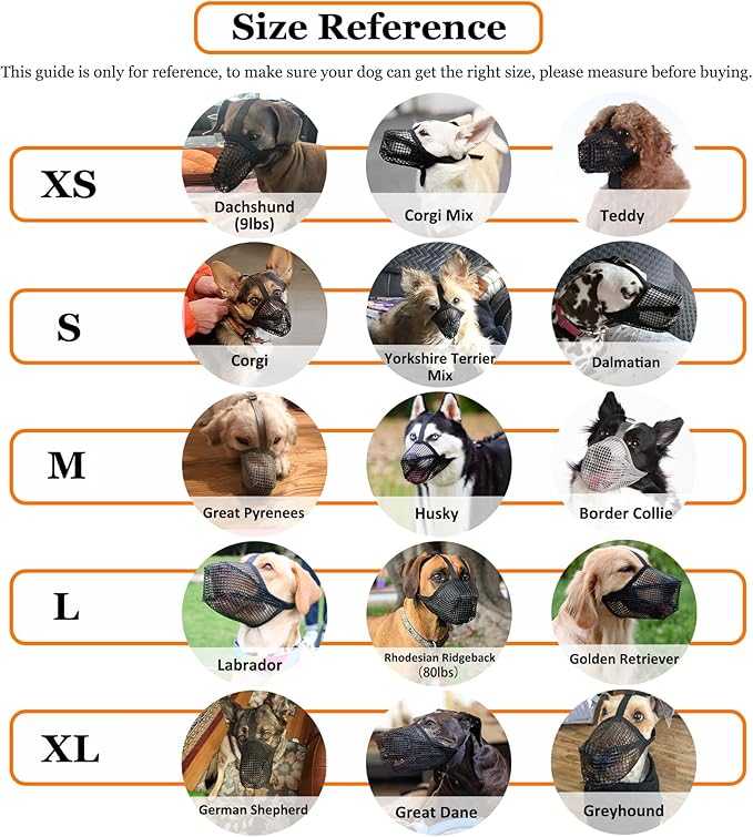 Crazy Felix Dog Muzzle, Soft Mesh Muzzle for Small Medium Large Dogs Labrador German Shepherd, Breathable Adjustable Muzzles for Biting, Chewing, and Scavenging, Allows Panting and Drinking(Grey,S)
