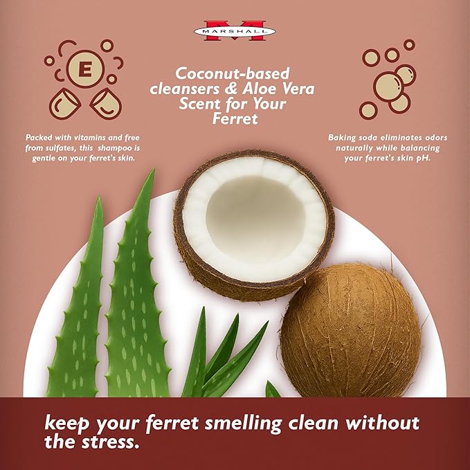 Marshall Pet Products Ferret Shampoo - Original Formula with Baking Soda, 8 oz - Gentle Cleaning, Odor Control, and Long-Lasting Freshness for Ferret Coats