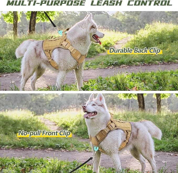 Tactical Dog Harness Vest with Handle for Large Medium Dogs No Pull Adjustable Reflective K9 Military Service Pet Harnesses for Walking Hiking Training (M)
