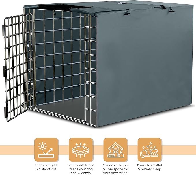 Utopia Home Dog Crate Cover, Waterproof Dog Kennel Cover 36 Inch - Gray, 600D Heavy Duty Dog Cage Cover Universal Fit for Most Wire Pet Crates - 36 x 23 x 25 Inch (Cover Only)