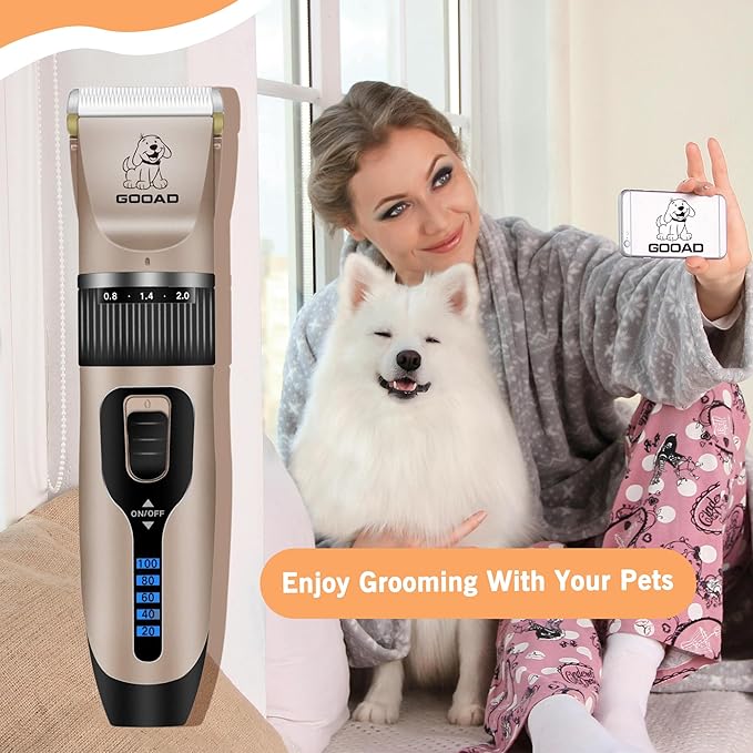 Dog Clippers Grooming Kit and Paw Trimmer,Cordless,Low Noise, Electric Quiet,Rechargeable, Dog Trimmer Grooming, Pet Hair Clippers for Thick Coats,Shaver for Small and Large Dogs Cats(Gray)