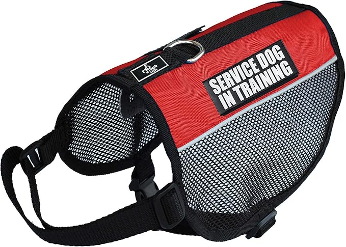 Service Dog in Training mesh Dog Vest Harness Cool Comfort. Purchase Comes with 2 Reflective Service Dog in Training pathces. Please Measure Your Dog Before Ordering