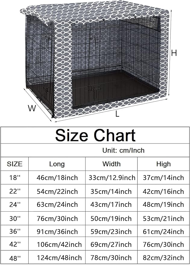 Pethiy Dog Crate Cover Durable Polyester Pet Kennel Cover Universal Fit for Wire Dog Crate - Fits Most 36 inch Dog Crates - Cover only-Gray-36