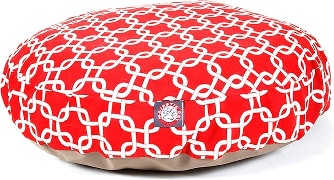 Navy Blue Links Small Round Indoor Outdoor Pet Dog Bed With Removable Washable Cover By Majestic Pet Products