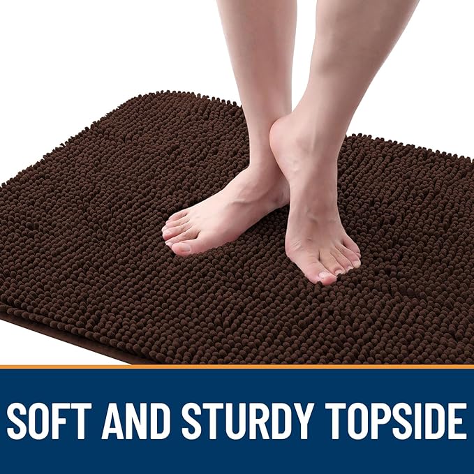 OLANLY Dog Door Mat for Muddy Paws 30x20, Absorbs Moisture and Dirt, Absorbent Non-Slip Washable Mat, Quick Dry Chenille, Mud Mat for Dogs, Entry Indoor Door Mat for Inside Floor, Brown