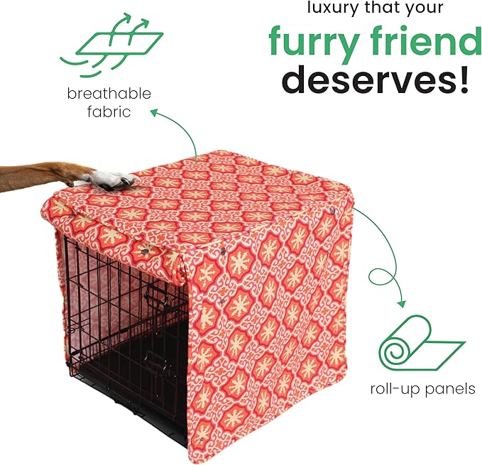 Molly Mutt Papillon Dog Crate Cover, 100% Cotton Canvas Cover with 2 Roll-Up Panels, Ideal for Dog or Cat Crate, Durable, Washable, and Free of Harmful Chemicals, 24" x 18" x 21"