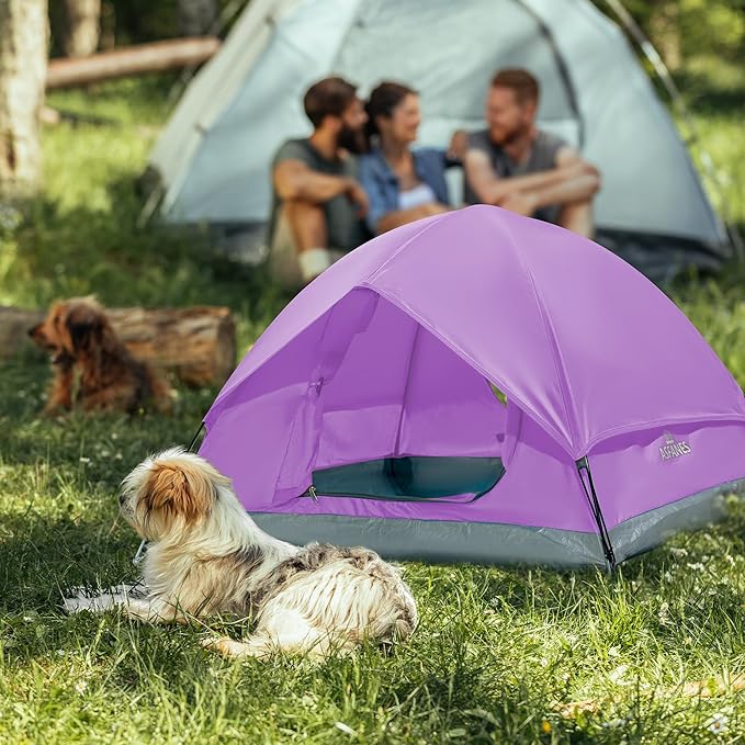 Outdoor Waterproof Pet Camping Tent, Cave Bed for Indoor Cats and Small Dogs, Portable Cat House Dog House, 29.5x29.5x18.9'', Purple, M.