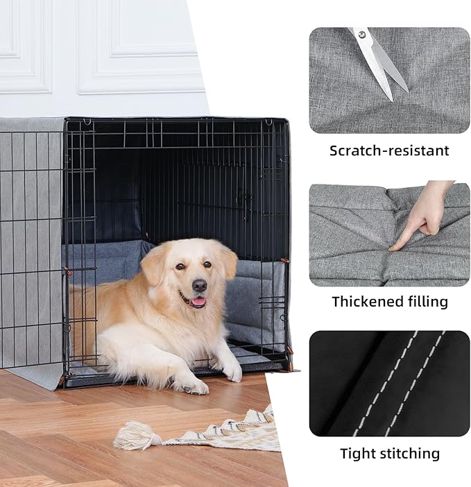 3-Piece Waterproof Dog Crate Cover Set with Kennel Cover, Bed Mat & Bumper Pad - Washable Pet Crate Accessories Fit for 30 Inch Dog Cages (30", Gray)