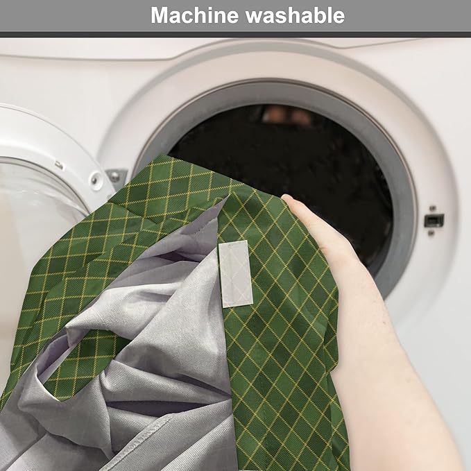 Lunarable Green Dog Crate Cover, Traditional Old Fashioned Argyle Pattern Retro Style Plaid, Easy to Use Pet Kennel Cover for Medium Large Dogs, 42 Inch, Forest Green Green