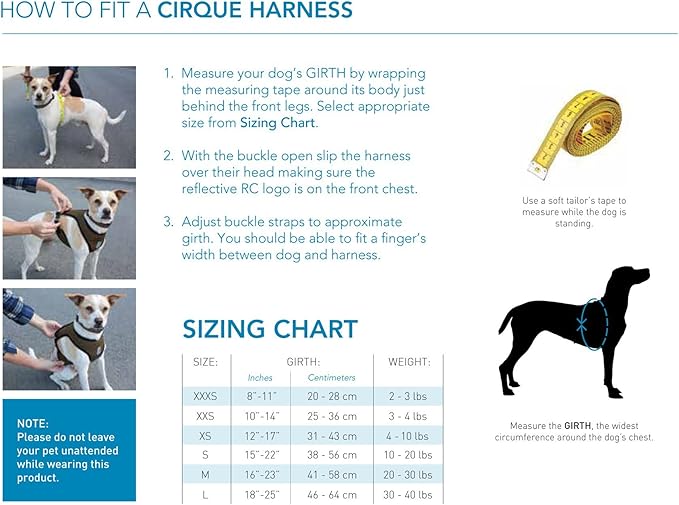 RC Pet Products Cirque Soft Walking Dog Harness: XXSmall Black