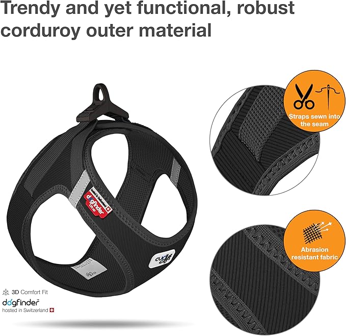 Vest Harness curli Clasp Cord Black 3XS