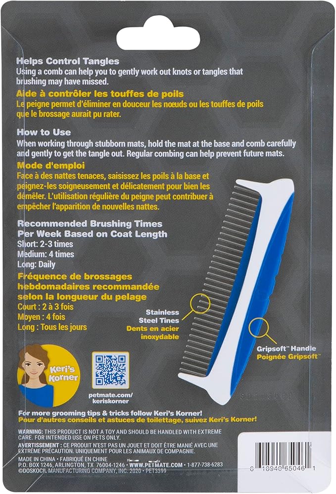 JW Pet Company 5-Inch Gripsoft Rotating Comfort Comb, Medium