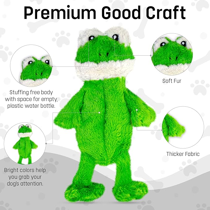 FGA MARKETPLACE Frog-Pink Rabbit Flat NO Stuffing NO Squeak Plush Dog Toy, Funny Style Will Entertain Your Dog for Hours, Recommended for Small and Medium Dog 21 INCH Long
