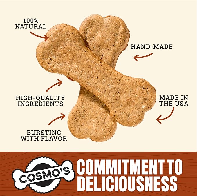 Cosmo's Snack Shack Cheese and Bacon Bakery Bone - All Natural Dog Treat - Made in USA (24 Count Pack of 1)