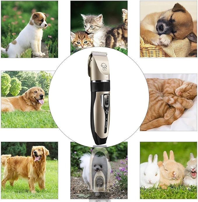 Dog Grooming Kit Pet Shaver Clippers Low Noise Rechargeable Cordless Electric Quiet Hair Clippers Set for Dogs Cats Pet