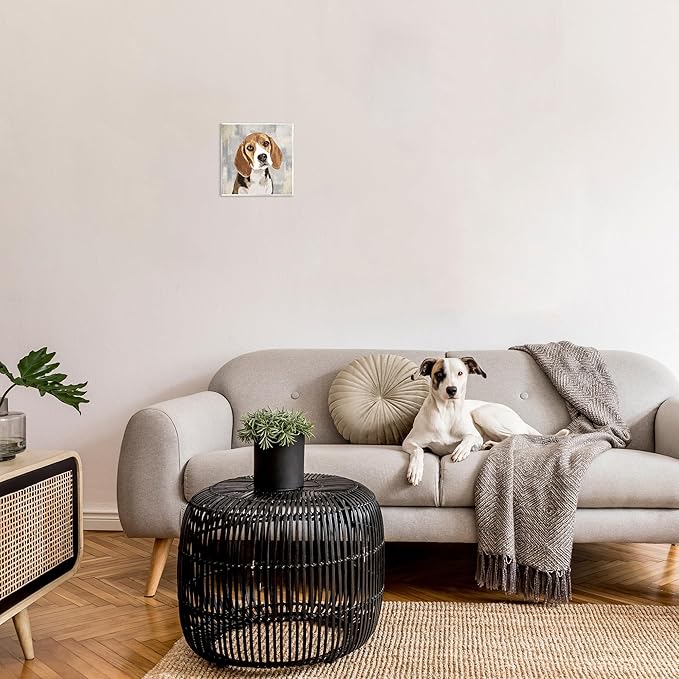 Stupell Industries Dog Beagle Patiently Waiting Abstract Backdrop Pet Collage, Design by Keri Rodgers