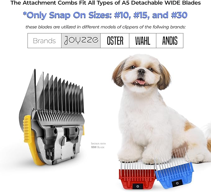 A Series Wide Metal Comb for Smooth Coat, Professional Dog Grooming Blades, Durable and Precise, Compatible with A Series Clippers