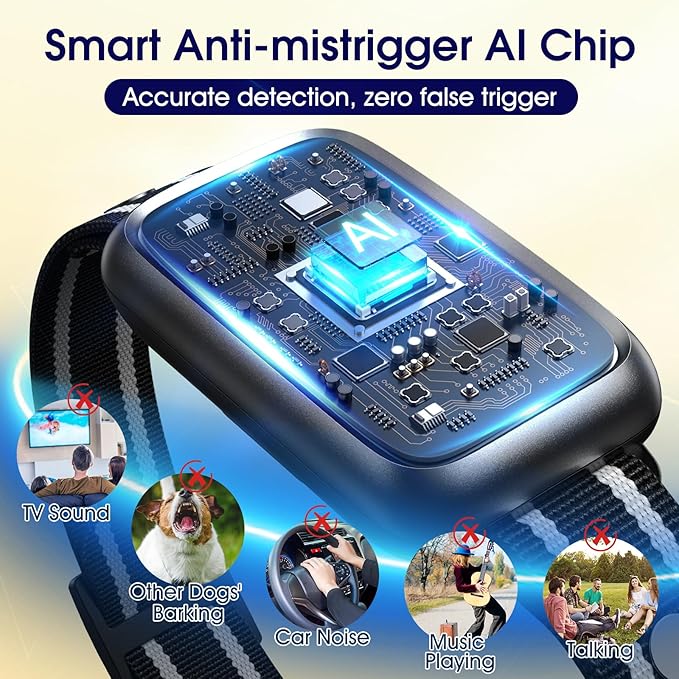 Dog Bark Collar 2 Pack, Smart Bark Collar for Small Medium Large Dogs, Safe & Humane Dog Barking Collar, Automatic Anti Bark Collar with Adjustable Beep Vibration Modes and 7 Sensitivity，Black