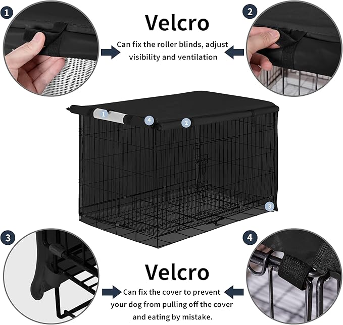 Easy-Going Dog Crate Cover 48 Inch Dog Kennel Cover for Dog, Cage Covers for Dog Crates Fit (48" Lx30 Wx33 H) Black
