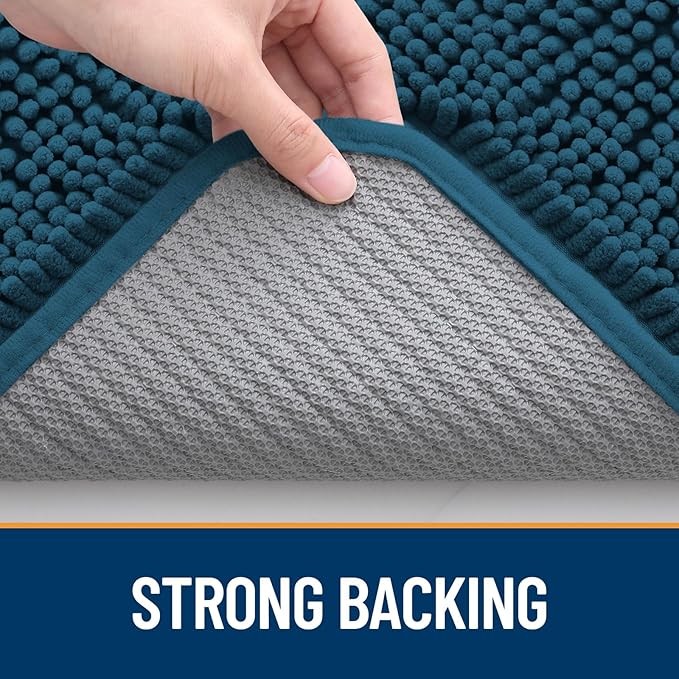 OLANLY Dog Door Mat for Muddy Paws 24x16, Absorbs Moisture and Dirt, Absorbent Non-Slip Washable Mat, Quick Dry Chenille, Mud Mat for Dogs, Entry Indoor Door Mat for Inside Floor, Atlantic Blue