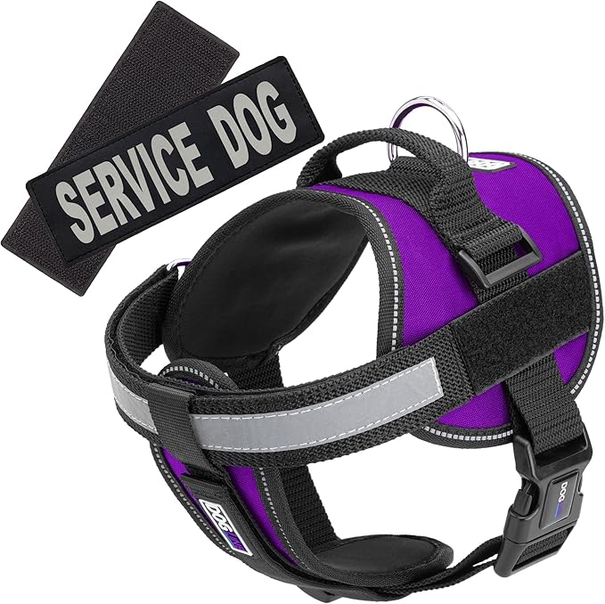 Dogline Unimax Service Dog Vest and Free Service Dog ID Badge with ADA Law, Large, Purple