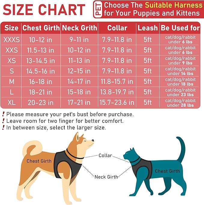 GAMUDA Small Dog Harness Collar and Leash Set, Step in No Chock No Pull Soft Mesh Adjustable Dog Vest Harnesses Plaid Reflective for Dogs Puppy Cats Kitten Rabbit (Red, XXXS)