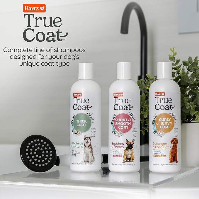 New! Hartz True Coat Short & Smooth Coat Specific Dog Shampoo, Soothes & Shines with Oat Milk, Coconut Oil & Vitamin E