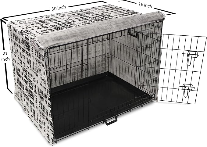 Ambesonne Black and White Dog Crate Cover, Watercolor Stained Pattern Tie Dye Digital Print Shibori Inspired Hippie, Easy to Use Pet Kennel Cover for Cats & Medium Dogs, 30 Inch, White Black