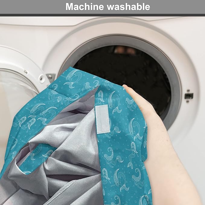 Lunarable Mermaid Tail Dog Crate Cover, Cartoon Design of Aquatic Girl Swimming Underwater Bubbles, Easy to Use Pet Kennel Cover for Small Dogs Puppies Kittens, 18 Inch, Dark Turquoise Ivory