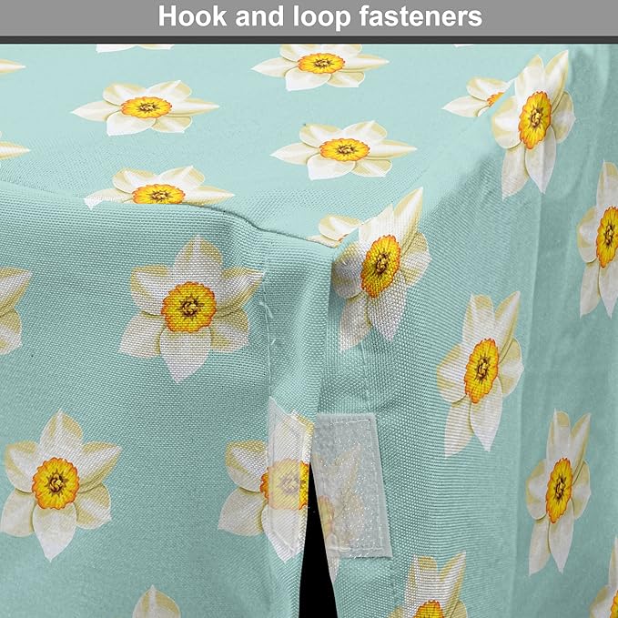 Lunarable Daffodil Dog Crate Cover, Pastel Nature Pattern with Spring Field Theme Narcissus Flower Heads, Easy to Use Pet Kennel Cover for Cats & Medium Dogs, 30 Inch, Seafoam Cream Yellow