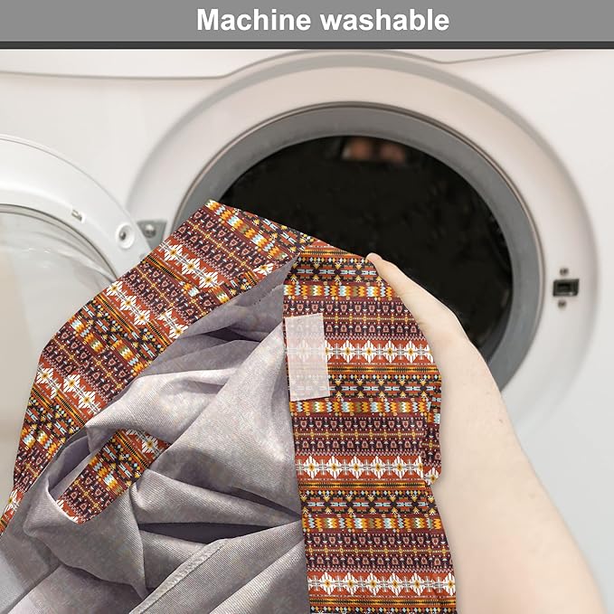 Lunarable Aztec Dog Crate Cover, Ornate Rich Motifs in Autumn Colors Geometric and Floral Design Old Tribal, Easy to Use Pet Kennel Cover for Cats & Medium Dogs, 24 Inch, Orange Yellow Blue