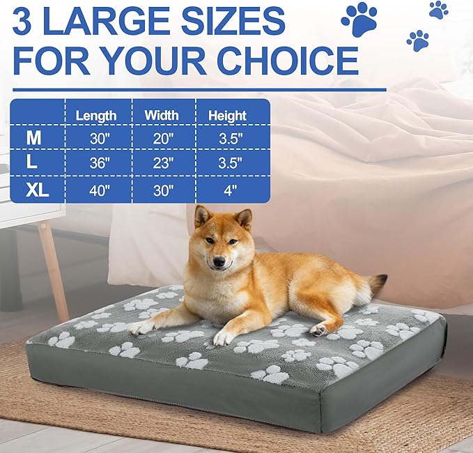 BALAPET Dog Bed Covers,Waterproof Dog Bed Cover Pet Bed Cover with Lovely Dog Paw Print and Double-sided Usable Design Replacement Machine Washable Pet Hair Easy to Remove,Cover Only(Gray,30*30*3.5in)