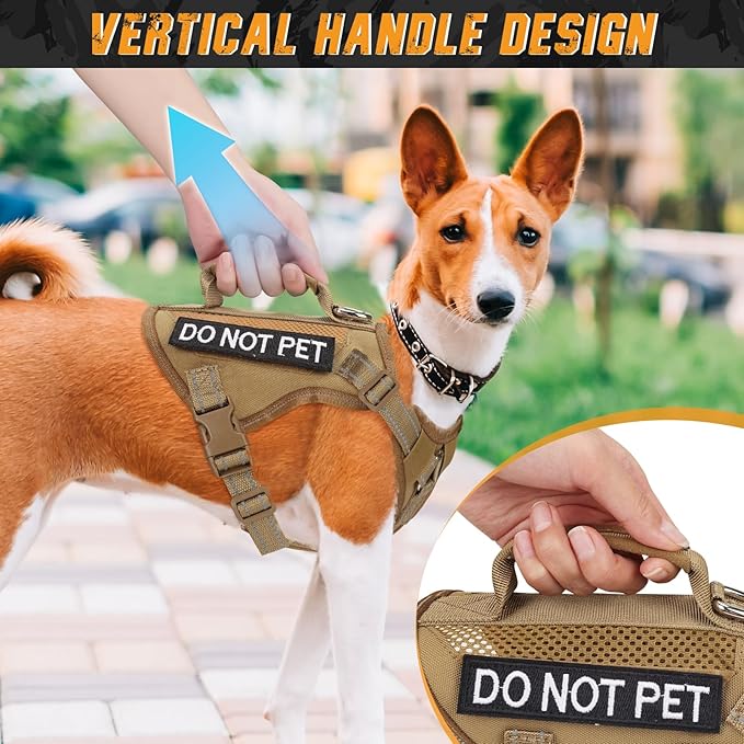 Tactical Dog Harness for Small Dogs, Breathable Mesh Dog Vest Tactical Puppy Harness with Handle, Reflective Military Dog Vests Harness for Outdoor Training Walking
