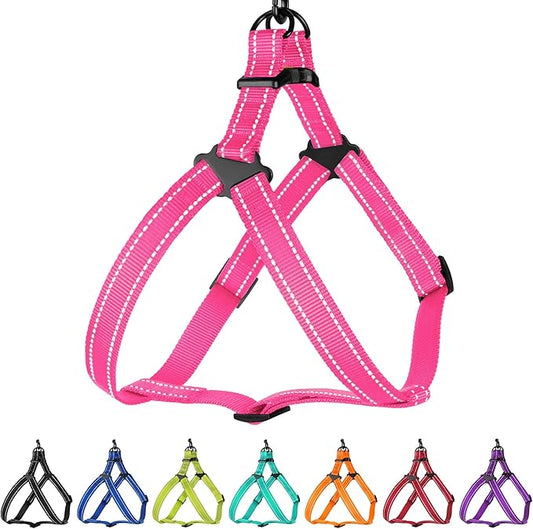 CollarDirect Reflective Dog Harness Step in Small Medium Large for Outdoor Walking, Comfort Adjustable Harnesses for Dogs Puppy Pink Black Red Purple Mint Green Orange Blue (Small, Pink)