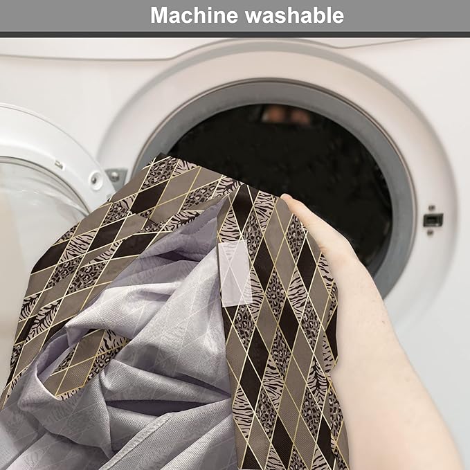 Lunarable Contemporary Brown Dog Crate Cover, Rhomb Check Pattern with Animal Skins, Easy to Use Pet Kennel Cover for Small Dogs Puppies Kittens, 22 Inch, Umber Dark Brown