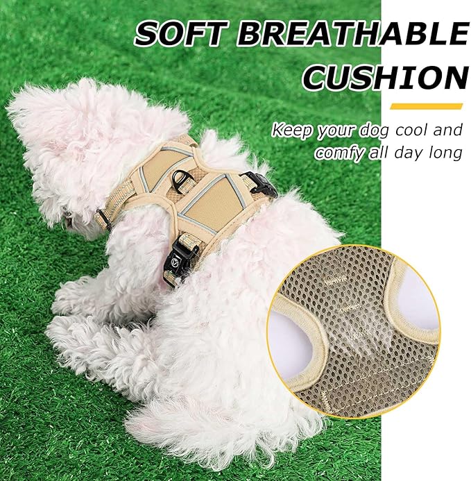 No Pull Dog Harness, Reflective Adjustable Vest, with a Training Handle + 2 Leash Hooks+ 2 Snap Buckles +4 Slide Buckles
