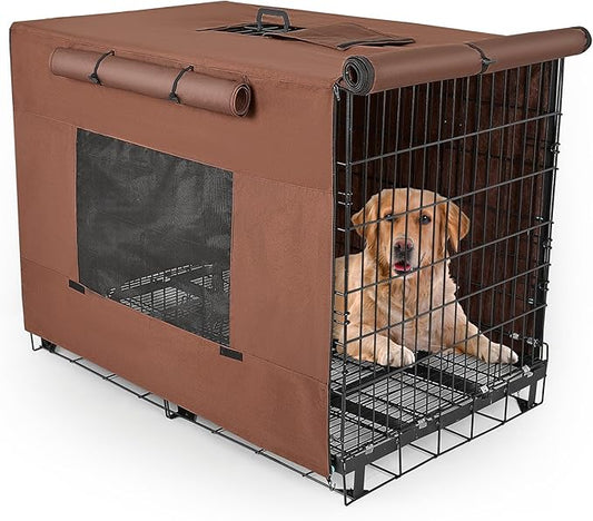 Dog Crate Cover 36 Inch Thickened Dog Kennel Cover Windproof Puppy Cage Cover with Mesh Windows on Both Sides Portable Crate Covers for Dogs Cages Fit for Indoor/Outdoor Use