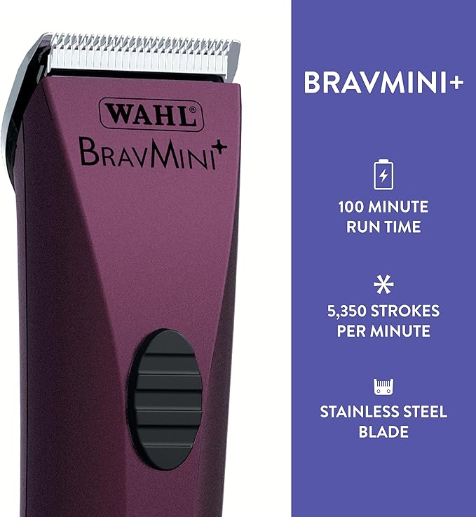Wahl Professional Animal Bravmini+ Pet, Dog, Cat, & Horse Cordless Trimmer Kit - Purple